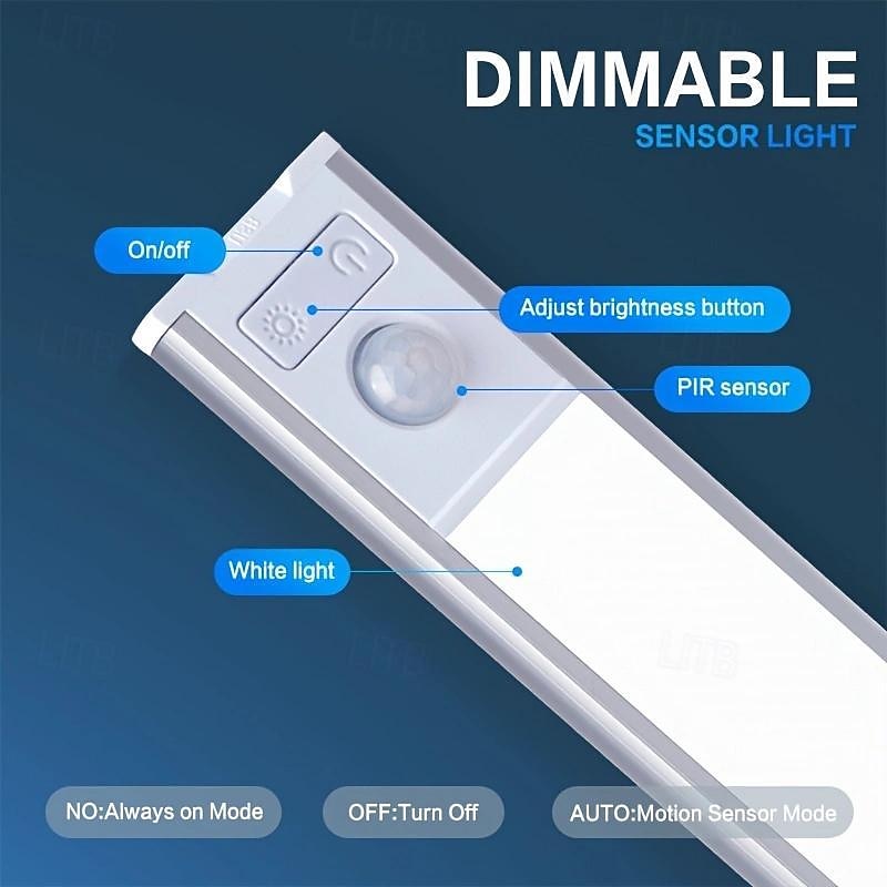 2 stuks led bewegingssensorlicht, usb oplaadbaar onder kastverlichting draadloos, magnetisch voor keuken, kast en trap - instelbare kleurtemperatuur en helderheid 2025 - $21.99 –P2