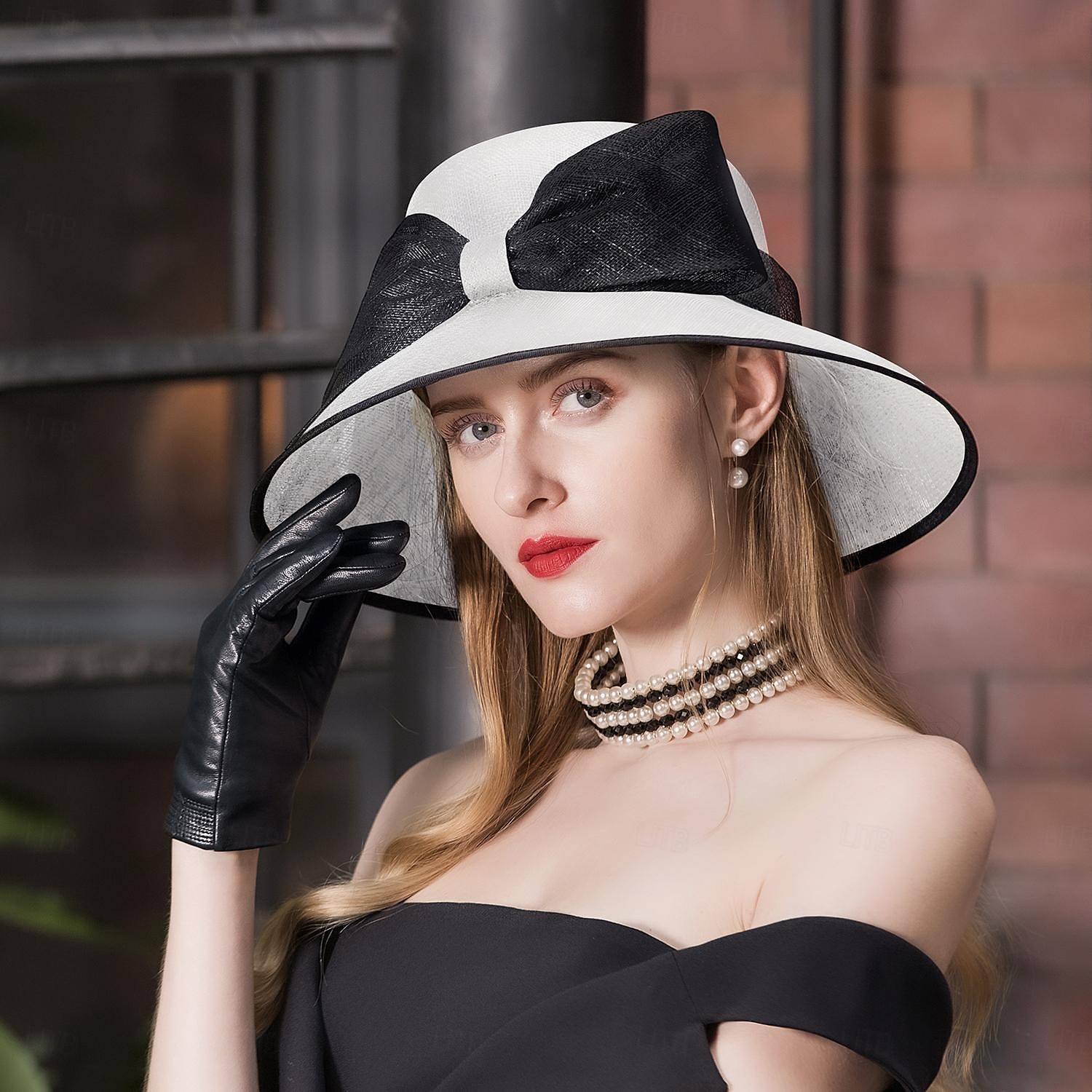 cappelli cappello a bombetta / cloche in lino cappello a secchiello cappello da sole matrimonio tea party matrimonio elegante con copricapo bowknot copricapo del 2025 a $52.99 –P11