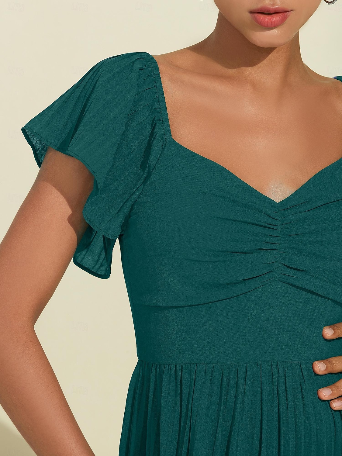 Royal Blue Chiffon Pleated Wedding Guest/Party A Line V Neck Short Sleeve Maxi Dress dress to impress 2024 2026 - $113.99 –P10