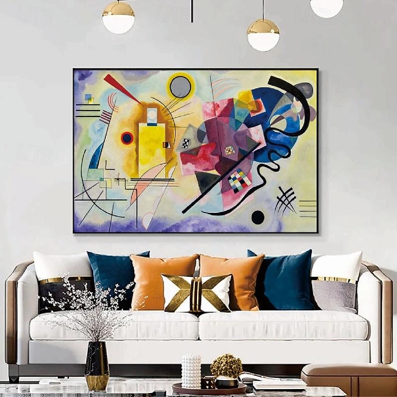 ruční práce žlutá červená modrá olejomalba od wassily Kandinsky olejomalba umělecká díla obrovská malba na plátně velká abstraktní olejomalba domácí výzdoba 2025 - $125.99 –P4