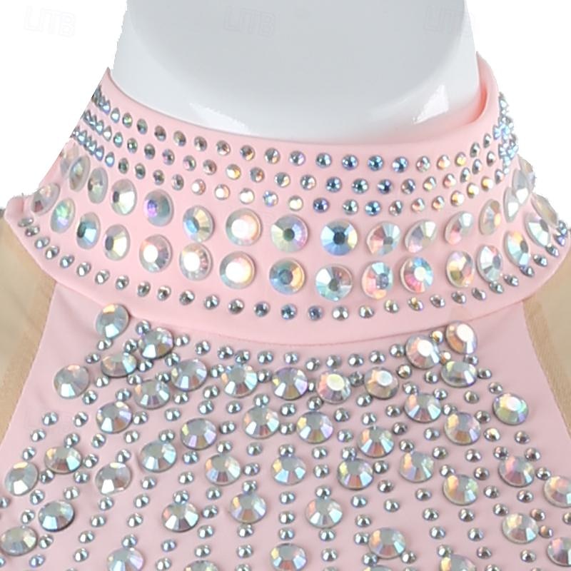 Eiskunstlaufkleid Damen Mädchen Eislaufen Kleider Rosa Patchwork Rückenfrei Gitter Spandex Hochelastisch Ausbildung Praxis Professionell Eiskunstlaufkleidung Klassisch Kristalle Langarm Eislaufen 2026 - $233.59 –P6