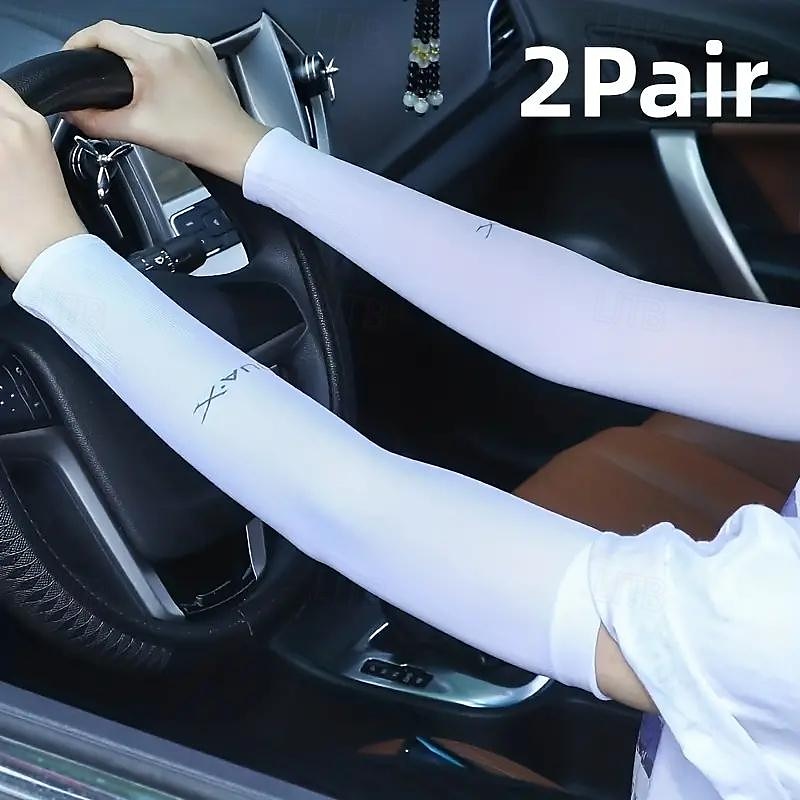 2pairs Long Solid Color Sun Sleeves, Thin High Elastic Cooling Arm Cover, Summer Sport Sleeves For Running Fishing Riding 2025 - $9.49 –P16