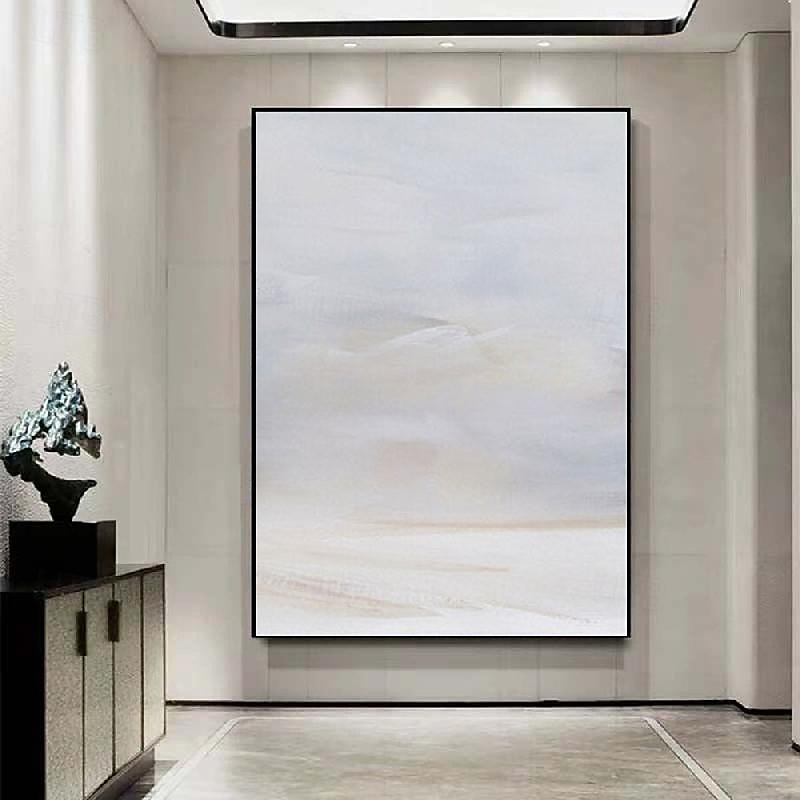 Handmade Wall Art Pastel painting handmade Abstract Gray Landscape Painting   Eclectic Minimalist Modern Art Neutral seascape Painting Wall Decor Framed Canvas Gray painting 2025 - $116.99 –P9