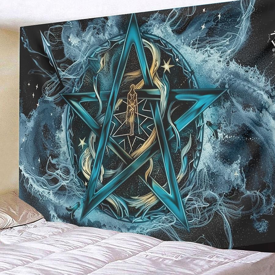 pentagram wicca wiccan pohanský psychedelický závěsný gobelín nástěnné umění velký gobelín nástěnná malba výzdoba fotografie pozadí přikrývka opona domácí ložnice dekorace obývacího pokoje 2025 - $17.99 –P12