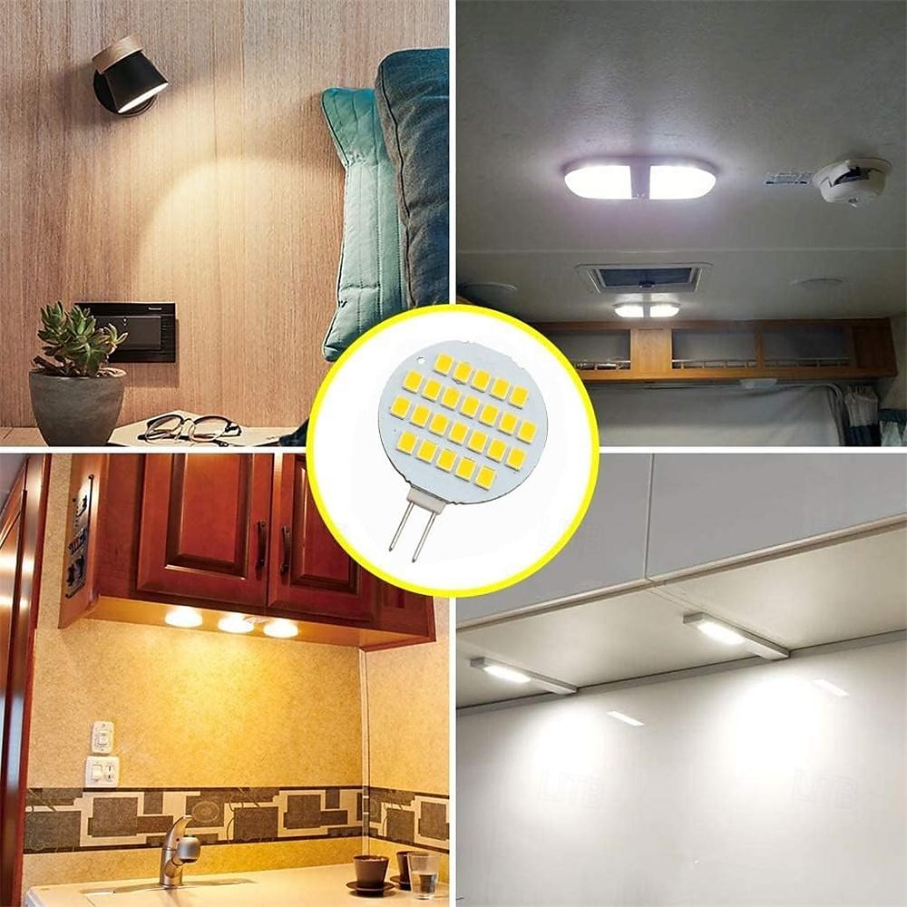 g4 led izzók 2w, 24-2835 smd, ac/dc 12v-24v, szuperfényes halogén 20w csere, natúr hideg fehér lakókocsihoz, lakókocsihoz, szekrényhez és csónakhoz (10db) 2025 - $47.99 –P3