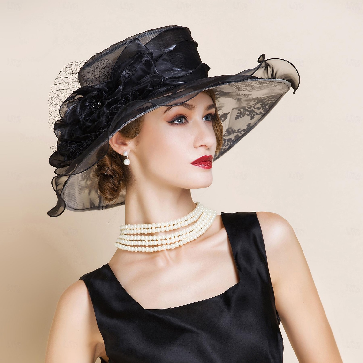 hoeden organza bucket hat slappe hoed zonnehoed theekransje elegante bruiloft met strass bloemen hoofddeksel hoofddeksels 2026 - $45.99 –P3