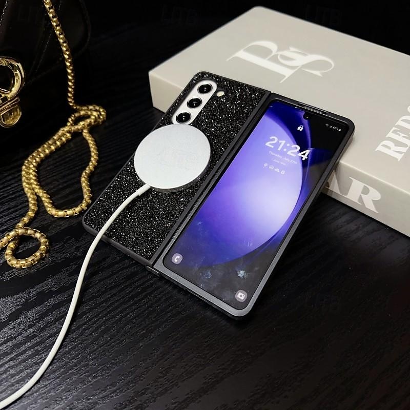 Phone Case For Samsung Galaxy Z Fold 5 Z Fold 4 Z Fold 3 Back Cover Magnetic Adsorption Magnetic Bling Glitter Shiny Shockproof Color Gradient PC 2025 - $18.99 –P6
