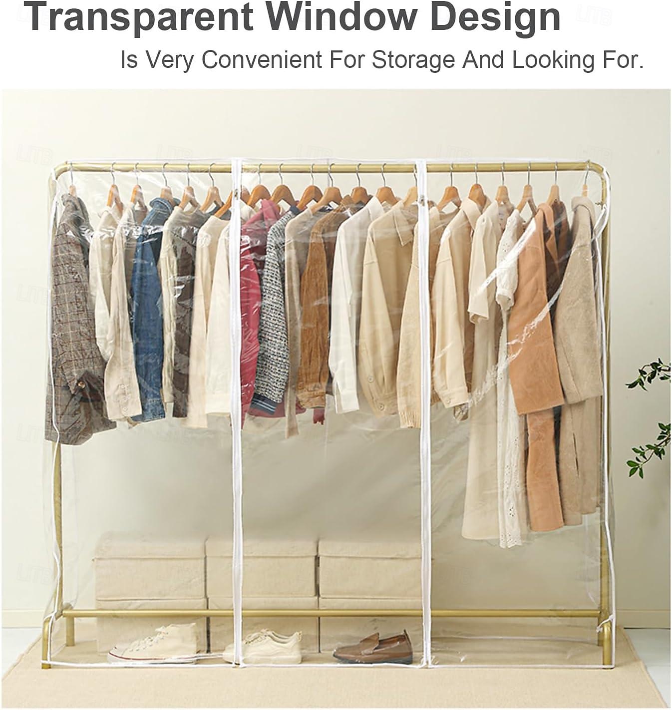 Clear Garment Rack Cover Dustproof Clothes Rack Cover with Zipper Clothes Hanging Rack Cover Clothing Storage Protector Waterproof 2025 - $11.99 –P6