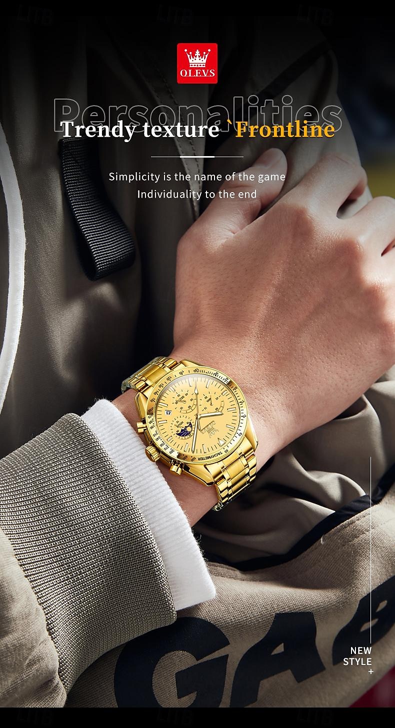 OLEVS Men Quartz Watch Outdoor Fashion Casual Wristwatch Luminous Calendar Waterproof Decoration Steel Watch 2026 - $42.99 –P11