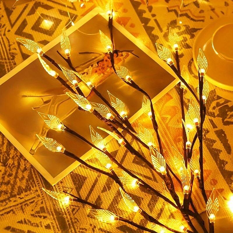 1 Stück transparentes Blätterzweiglicht mit 20 LEDs, LED-Lichtstreifen, Weidenzweiglampe, Blumenlichter erhellen Ihren Raum mit eleganter Atmosphäre, perfekt für Haus, Garten, Hochzeit, Weihnachtsdekoration 2025 - $14.99 –P4