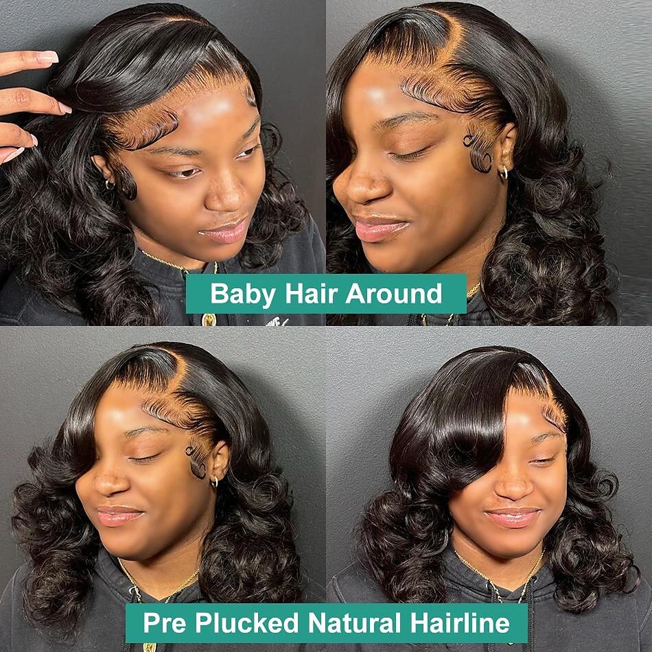 Cabelo humano remy 13x4 Lace Front Peruca Parte livre Cabelo Malaio Onda de Corpo Preta Peruca 150% Densidade do Cabelo com o cabelo do bebê Sem cola Pré-depenado Para perucas para mulheres negras de 2025 por $172.99 –P4