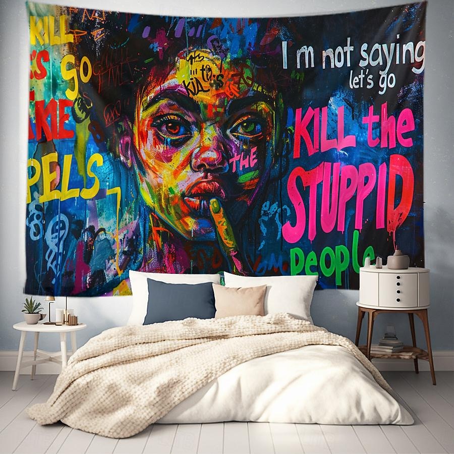 utcai graffiti trippy függő kárpit fal művészet nagy kárpit falfestmény dekoráció fénykép háttér takaró függöny otthon hálószoba nappali dekoráció 2025 - $16.99 –P13