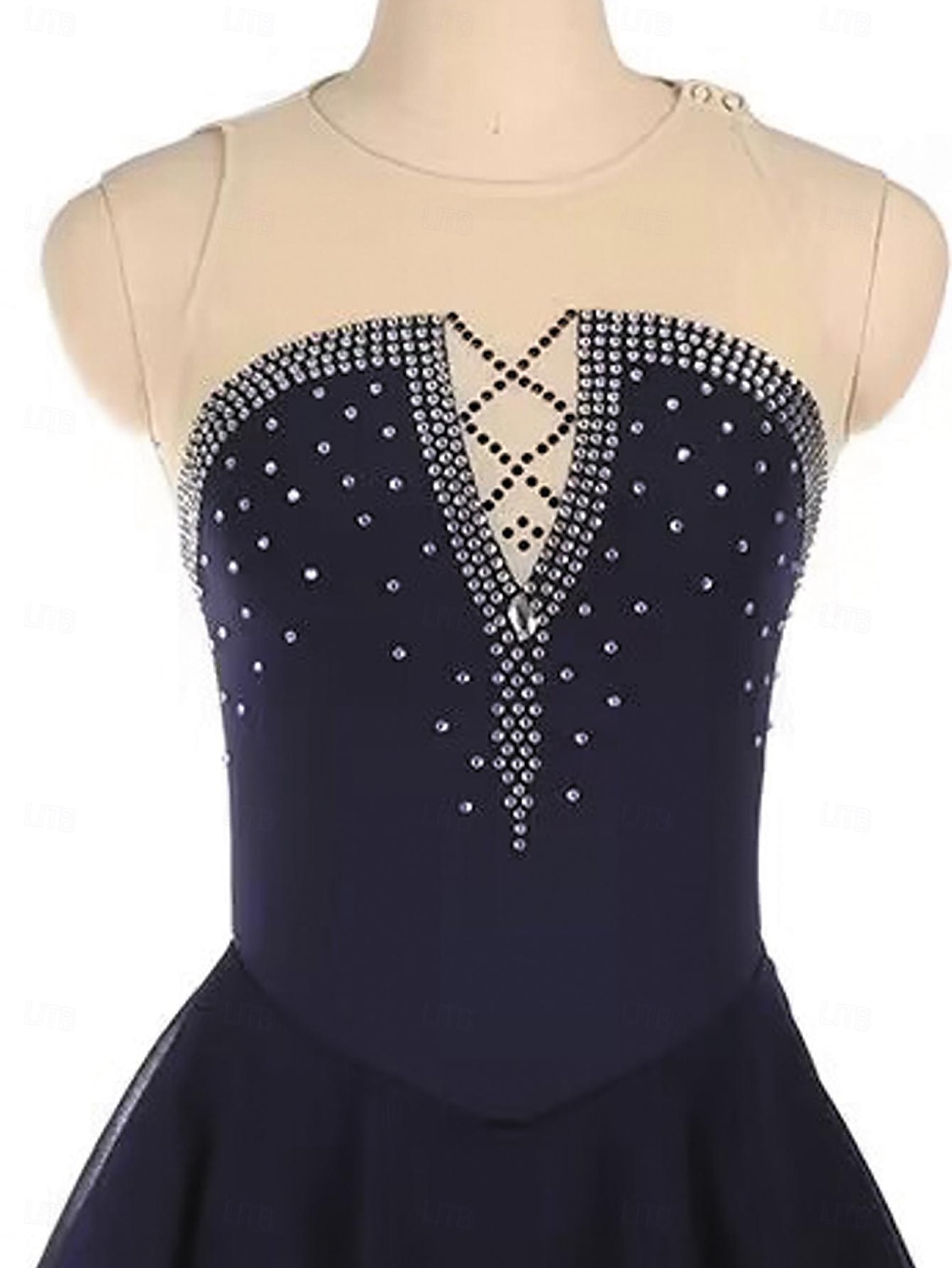 Kunstschaatsjurk Dames Voor meisjes Schaatsen Jurken Zwart Lapwerk Open achterkant Netstof Spandex Rekbaar Opleiding Oefenen Professioneel Kunstschaatskleding Thermisch Warm Kristal / Bergkristal 2025 - $169.99 –P3