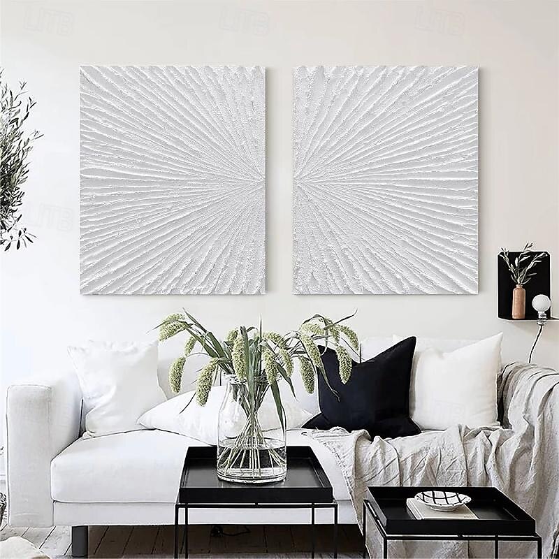 ručně malovaná abstraktní minimalistická monochromatická olejomalba ruční triptych umění na plátně bílá texturovaná olejomalba minimalistická nástěnná malba nástěnná malba 2025 - $125.99 –P1