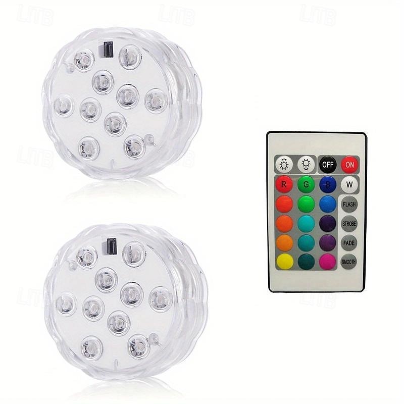 1/2/4 Pcs, Submersible LED Pool Lights with Infrared Sensor, Waterproof Underwater Pool Lights for Inground Pool ,Color Changing Underwater Lights for Ponds Battery Operated 2025 - $13.49 –P11