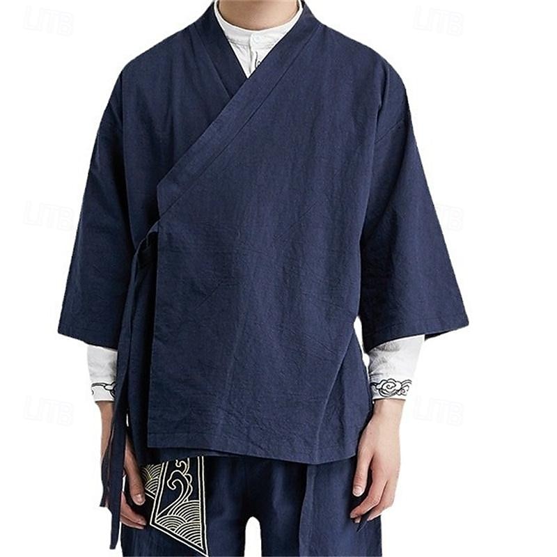 Муж. Легкая куртка Летняя куртка Плаща / накидки кимоно куртка на открытом воздухе Отпуск Защита от солнечных лучей Дышащий Весна лето Полотняное плетение Мода На каждый день Воротничок Обычная 2025 - $26.99 –P6