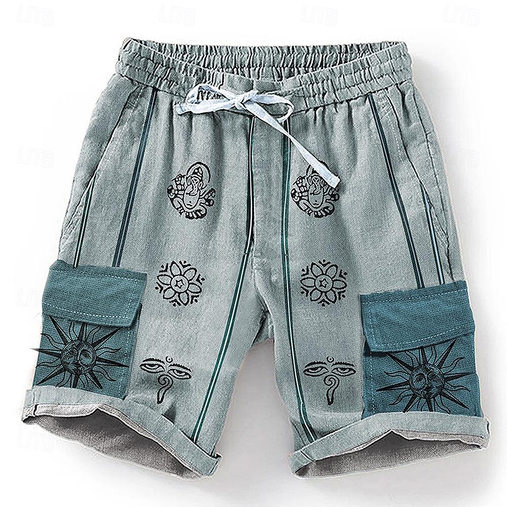 Men's Sun 3D Print Shorts Summer Shorts Casual Shorts Mid Waist Designer Ethnic Style Retro Vintage Casual Daily Holiday Pocket Drawstring Elastic Waist Designer Clothing Apparel 2025 - $23.99 –P3