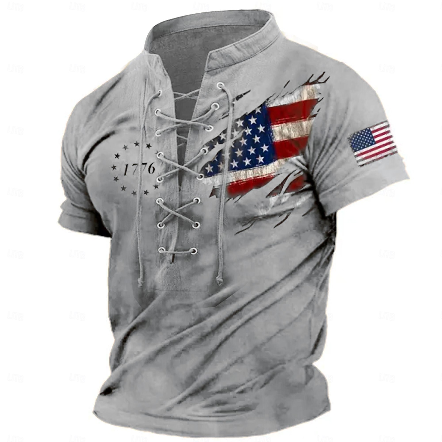 4 luglio 2026 250° Giorno della Memoria Maglietta a Maniche Corte Patriottica Patriot Uomo Stampa 3D Bandiera Statunitense Veterano Lacci Casual Outdoor Sport del 2026 a $22.99 –P6