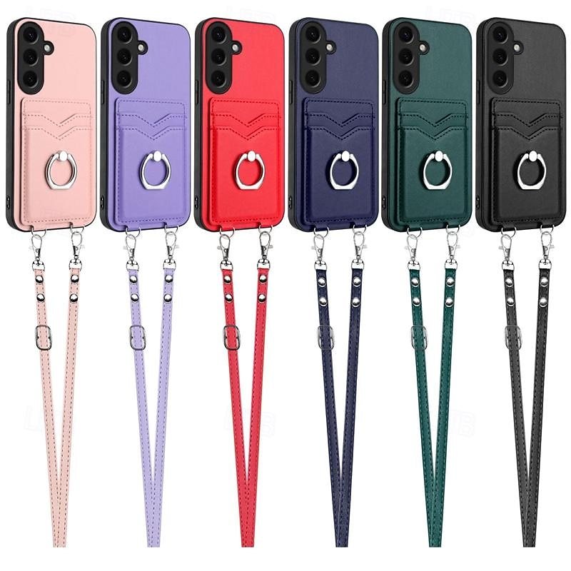 telefon Carcasă Pro Samsung Galaxy S24 Ultra Plus S23 Ultra Plus S22 Plus Ultra A55 A35 A25 A15 5G A54 A34 A14 A53 A33 A23 A13 S25 Ultra Zadní kryt Držák na prsteny s Lanyardem Slot pro kartu Retro 2025 - $18.99 –P1