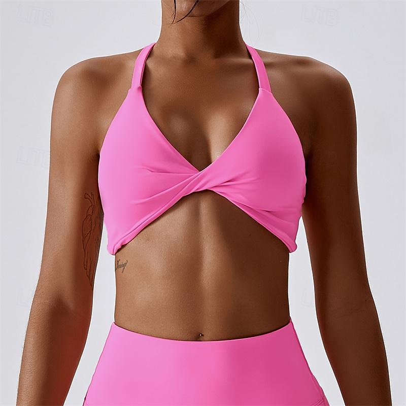 Dames Lichte ondersteuning Sport bh's Running BH Open achterkant Gekruiste rug Goede top Gewatteerd Fitness Recreatiesport Hardlopen Ademend Lichtgewicht Zacht Zwart Roze Marine Blauw Effen 2025 - $31.99 –P1