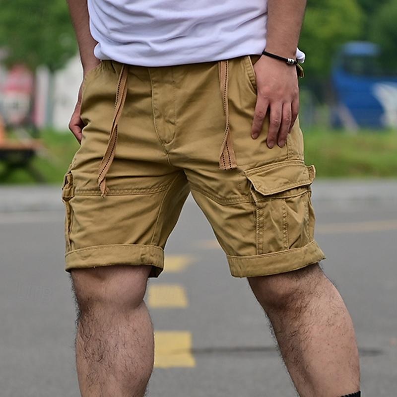 Men's Tactical Shorts Cargo Shorts Shorts Buttons Drawstring Multi Pocket Plain Wearable Short Outdoor Daily Camping & Hiking Fashion Classic Black White 2025 - $26.99 –P2