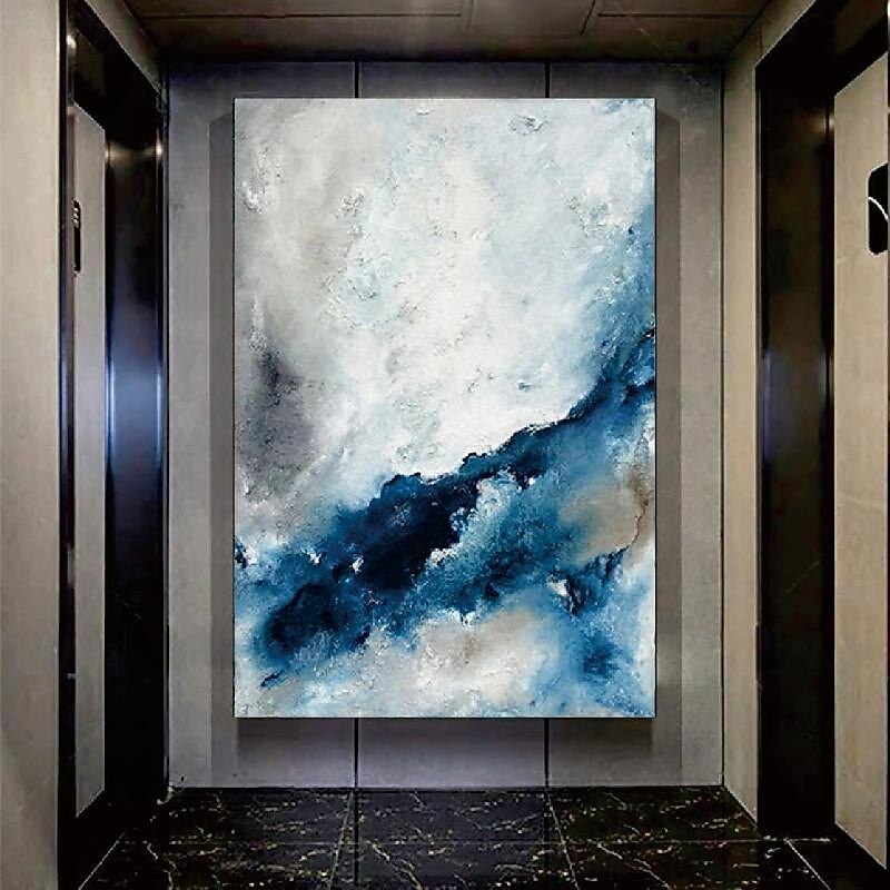 großes handgemachtes abstraktes Küstenlandschafts-Ölgemälde auf Leinwand, großes Ölgemälde, Wandkunst, Ölgemälde, blaue Himmelskunst, individuelles Gemälde für Wohnzimmer, Schlafzimmer, Dekoration 2025 - $125.99 –P18