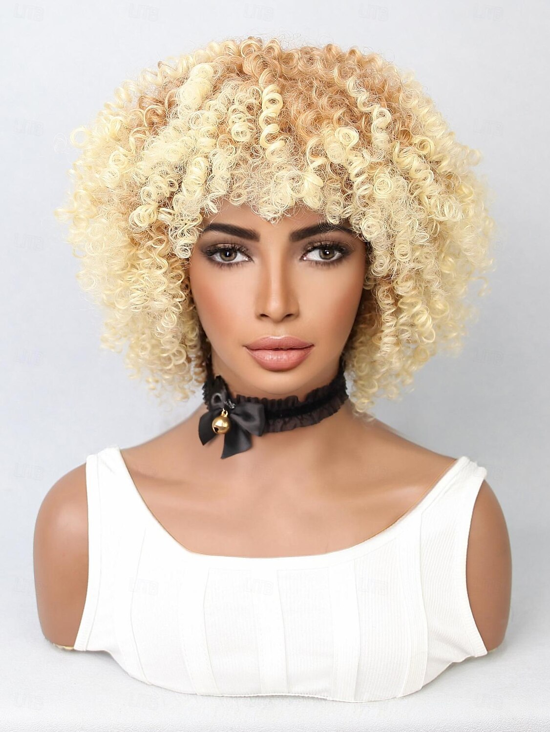 Synthetic Wig Water Wave Bob Neat Bang Wig 12 inch Light golden Synthetic Hair Women's Blonde Multi-color 2025 - $24.99 –P3