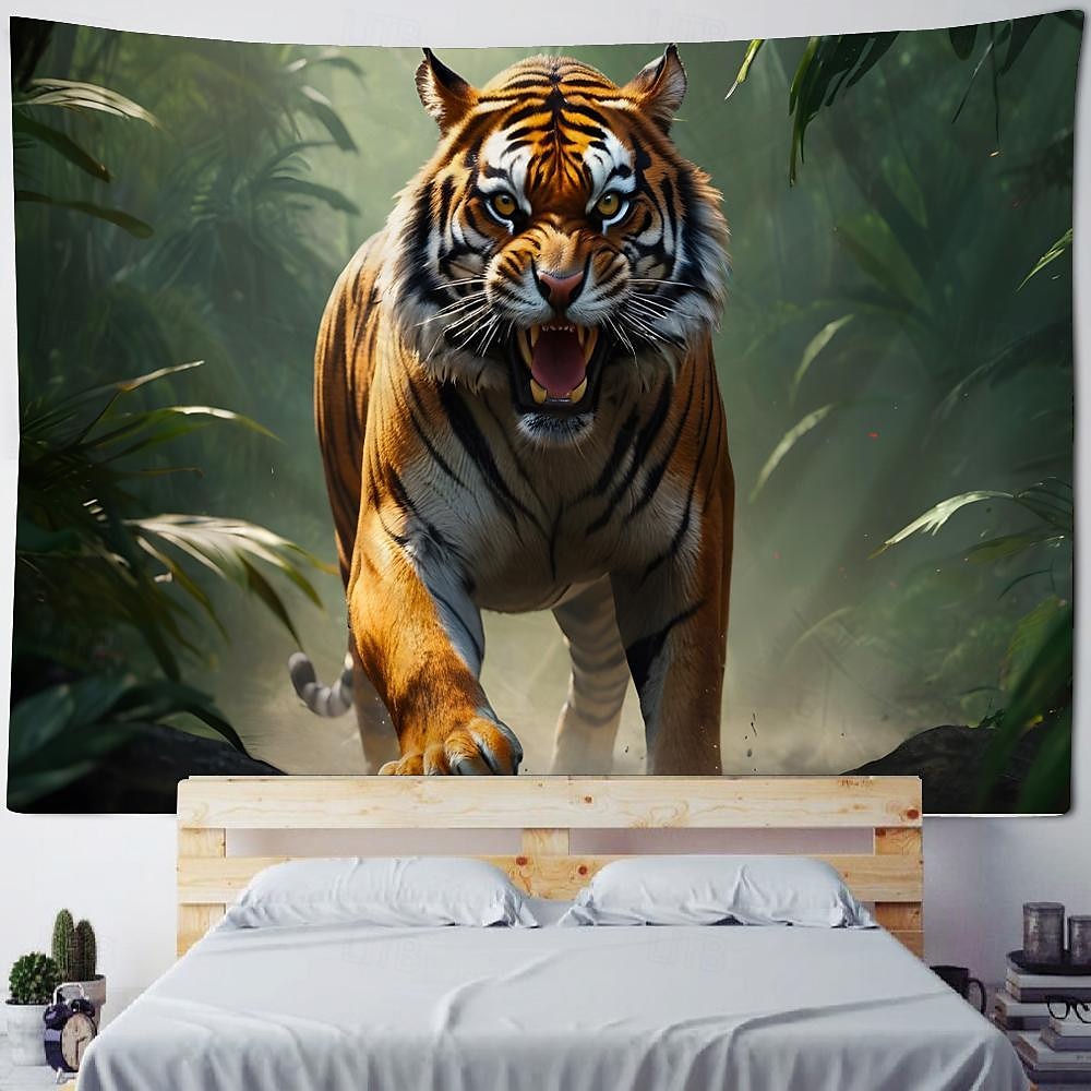 tigerskog hängande gobeläng väggkonst stor gobeläng väggmålning dekor fotografi bakgrund filt gardin hem sovrum vardagsrum dekoration 2025 - $16.99 –P7