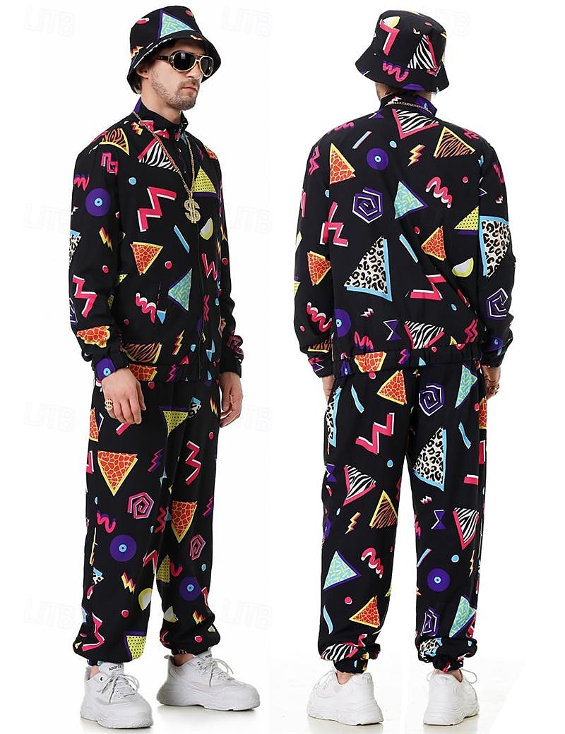 Retro / vintage 80-talet Hiphop Kläder Tillbehör set Sportkläder Disk Maskeradkläder Herr Karnevalsdräkt Halloween Karnival Nyår Fest / afton Prideparad Pride månad Vuxna Topp Byxor Armband Alla 2025 - $52.99 –P5