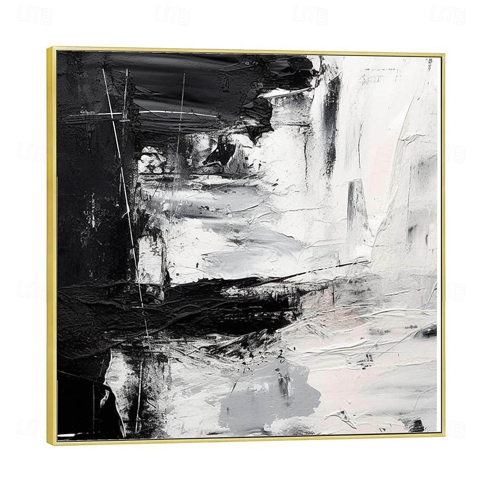 handgemachtes Ölgemälde Acryl Leinwand Wandkunst Dekoration minimal schwarz und weiß abstrakte Textur für Wohndekor gerollt rahmenloses ungedehntes Gemälde 2026 - $61.99 –P6