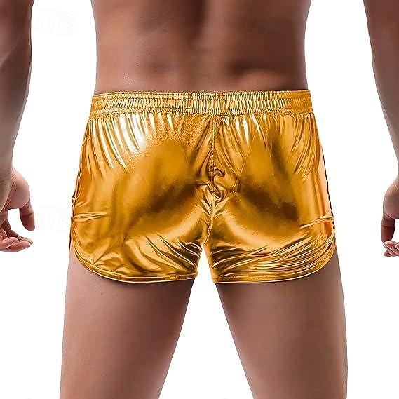 Retro 80. léta Mini Kraťasy PU šortky Disko Lesklý latexový patent Kov Pevná barva Pánské předvečer Všech svatých Karneval Pride Parade Měsíc hrdosti Dospělí Kraťasy Léto 2025 - $13.99 –P8