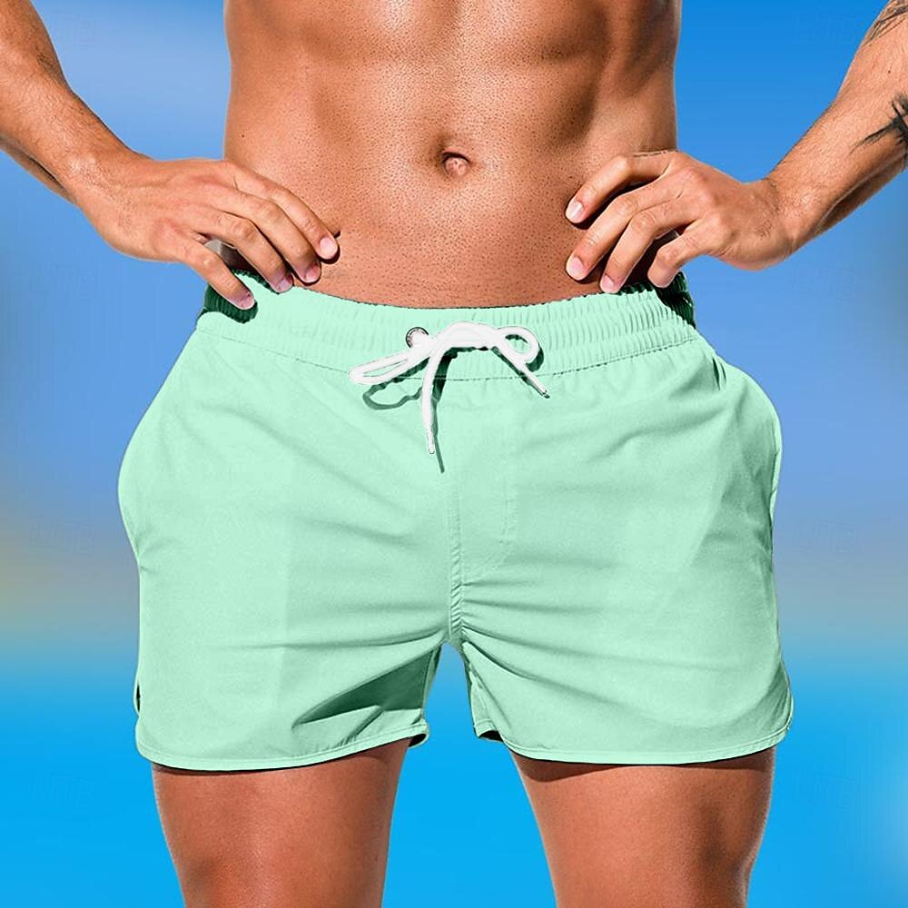 Homens Bermuda de Surf Shorts de Natação Calção Justo de Natação Com Cordão Cintura elástica Tecido Conforto Secagem Rápida Curto Feriado Praia Final de semana Moda Casual Preto Branco Micro-Elástica de 2025 por $10.49 –P5