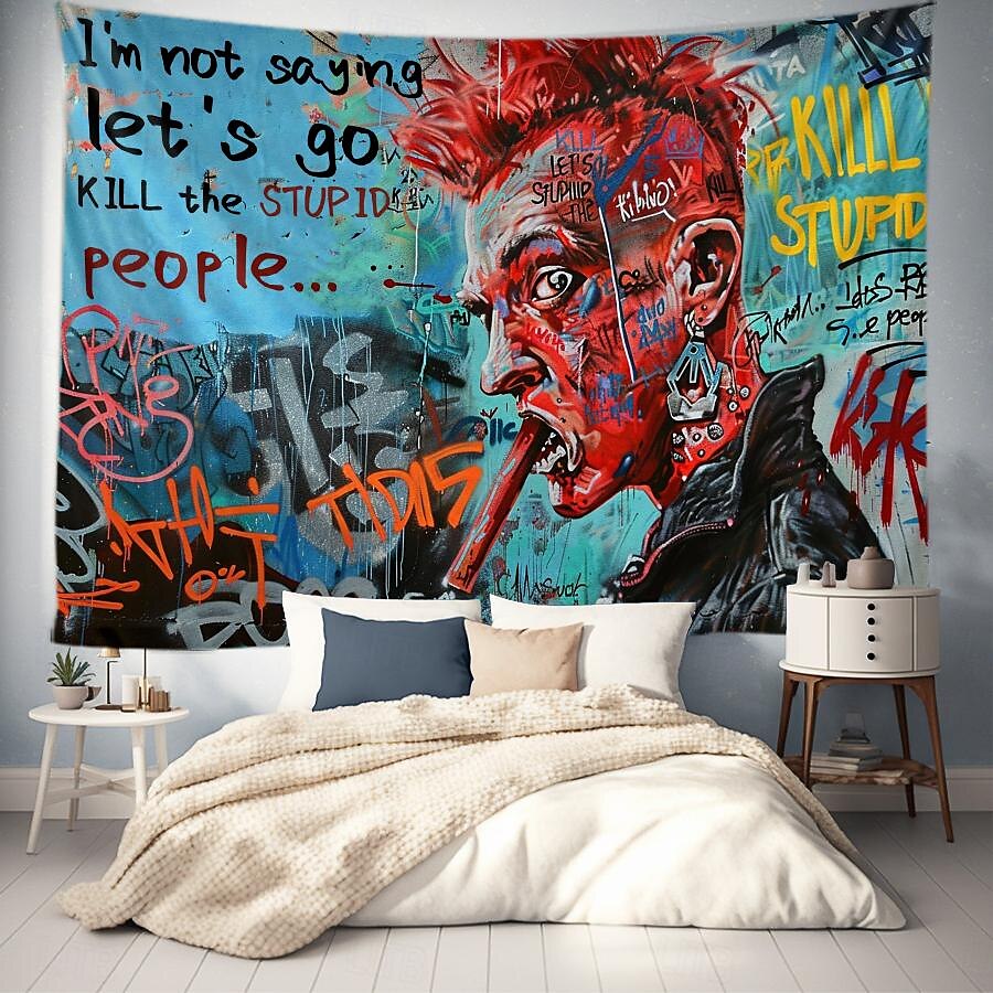 utcai graffiti trippy függő kárpit fal művészet nagy kárpit falfestmény dekoráció fénykép háttér takaró függöny otthon hálószoba nappali dekoráció 2025 - $16.99 –P11