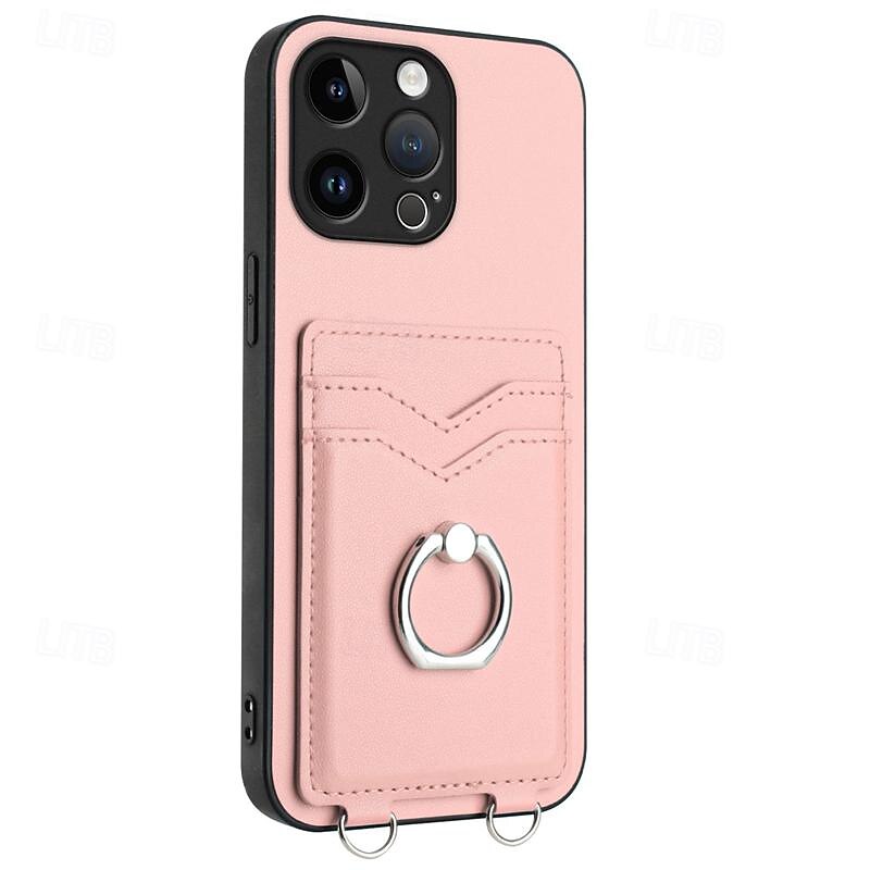 teléfono Funda Para iPhone 16 15 14 Pro Max Plus iPhone 13 12 11 Pro Max Mini Funda Trasera Soporte para Anillo Ranura para tarjetas Antigolpes Retro TPU Metal Cuero de PU 2025 - $14.99 –P5
