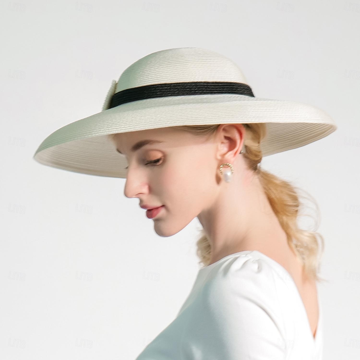 cappelli in fibra di bombetta / cappello a cloche cappello a secchiello cappello di paglia da sposa tea party matrimonio elegante con bowknot copricapo copricapo del 2025 a $32.99 –P3