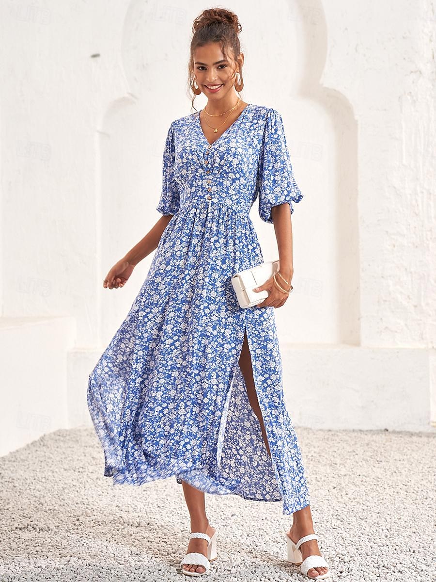 Maxi Jurk Patroon A Lijn Jurk Dames Gratis Dames Maxi-jurk A Lijn