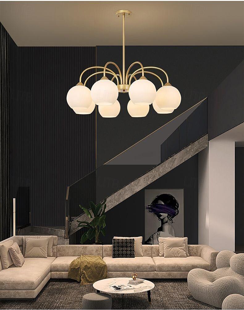 led függőlámpa 65/85cm 6/8 fény század közepén modern e27 csillár nagy fehér gömb sputnik vintage sárgaréz süllyesztett mennyezeti lámpa konyhasziget függőlámpa matt üveggolyós függőlámpa 110-240v 2025 - $299.99 –P4