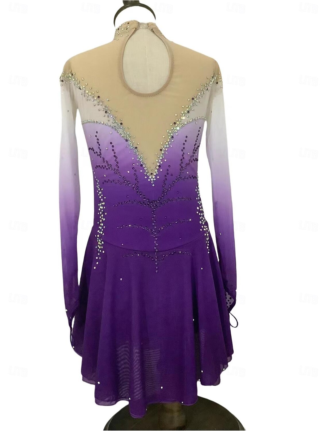 Kunstschaatsjurk Dames Voor meisjes Schaatsen Jurken Paars Fuchsia Donkerblauw Lapwerk Duimopening Netstof Spandex Rekbaar Opleiding Oefenen Professioneel Kunstschaatskleding Thermisch Warm Klassiek 2025 - $248.89 –P2