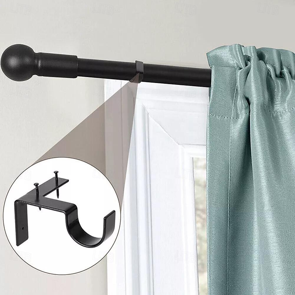 2/4PcS Curtain Pole Bracket No Drill Curtain Rod Holder Wooden Window Frame 2026 - $18.99 –P1