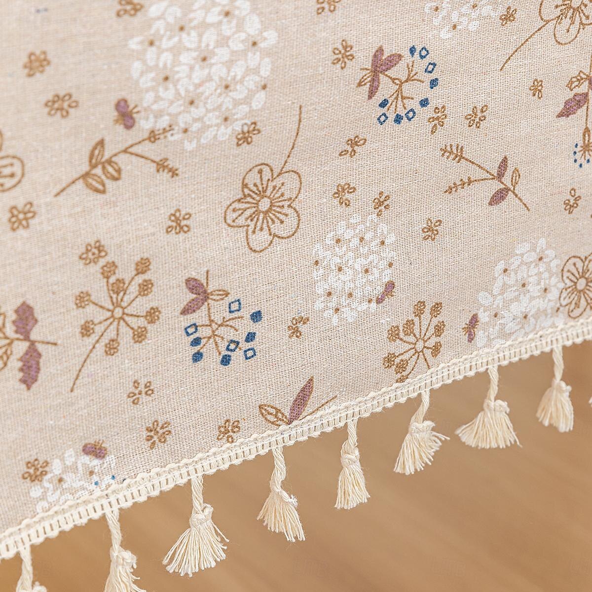 Nappe à franges 100% coton avec pompon plante florale de 2025 ? $9.49 –P1