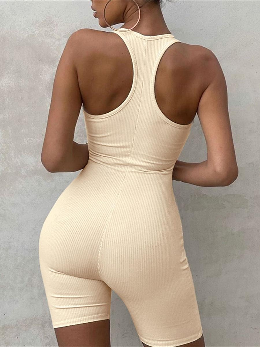 Mujer Normal Mono Sensual Color sólido Sin Mangas Escote en U Alta cintura Deporte Discoteca Ajuste regular Negro Azul Piscina Fucsia Verano 2025 - $15.99 –P1