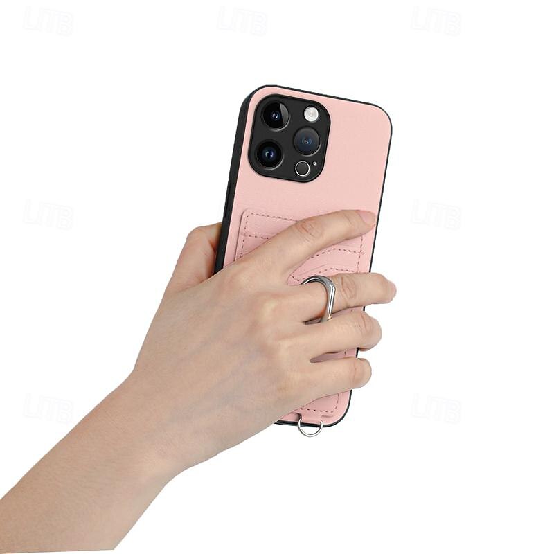 teléfono Funda Para iPhone 16 15 14 Pro Max Plus iPhone 13 12 11 Pro Max Mini Funda Trasera Soporte para Anillo Ranura para tarjetas Antigolpes Retro TPU Metal Cuero de PU 2025 - $14.99 –P7