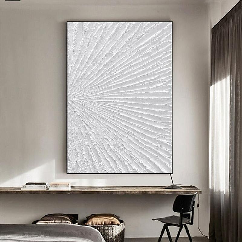 ručně malovaná abstraktní minimalistická monochromatická olejomalba ruční triptych umění na plátně bílá texturovaná olejomalba minimalistická nástěnná malba nástěnná malba 2025 - $125.99 –P9