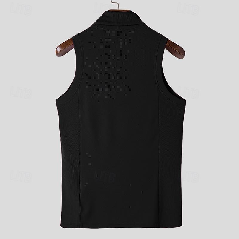 Herr Linne Undertröjor Ärmlös tröja Ärmlös Polokrage Vår & sommar Slät Pit Strip Mode Designer Grundläggande Semester Gata Utekväll Ljusrosa Svart Vit Topp t-shirt för män 2025 - $15.99 –P5