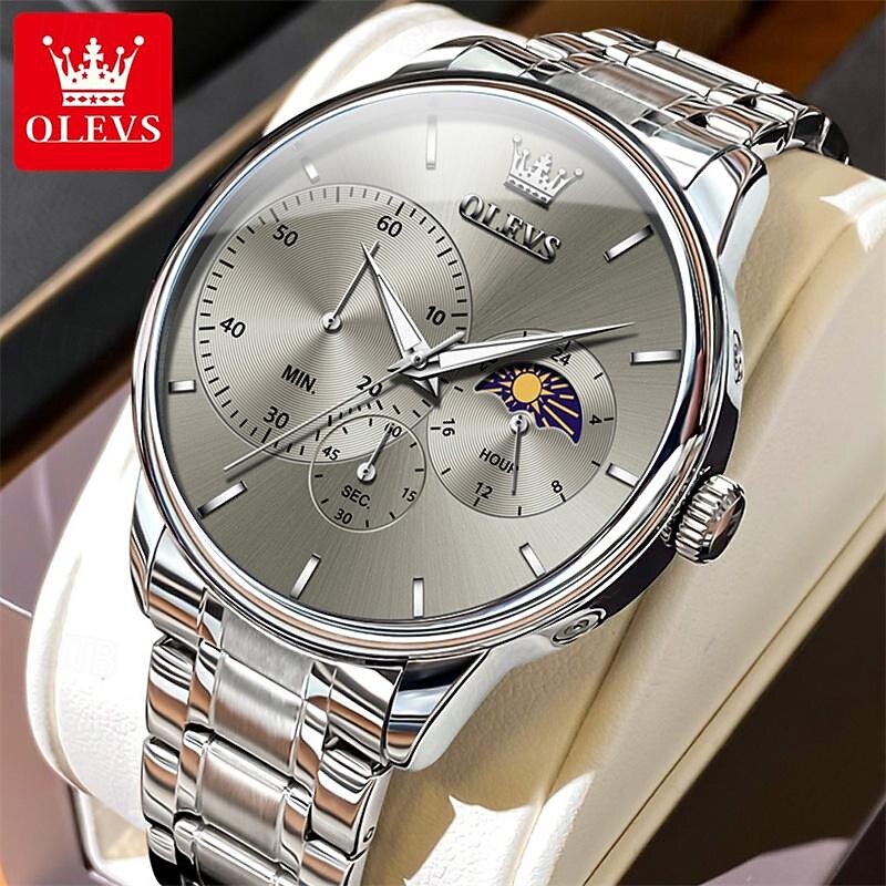 New Olevs Brand Business Men'S Watch Luminous Chronograph 24-Hour Indication Fashion Trend Leisure Multifunction Quartz Watch Steel Belt Waterproof Sports Men'S Wristwatch 2025 - $31.99 –P9