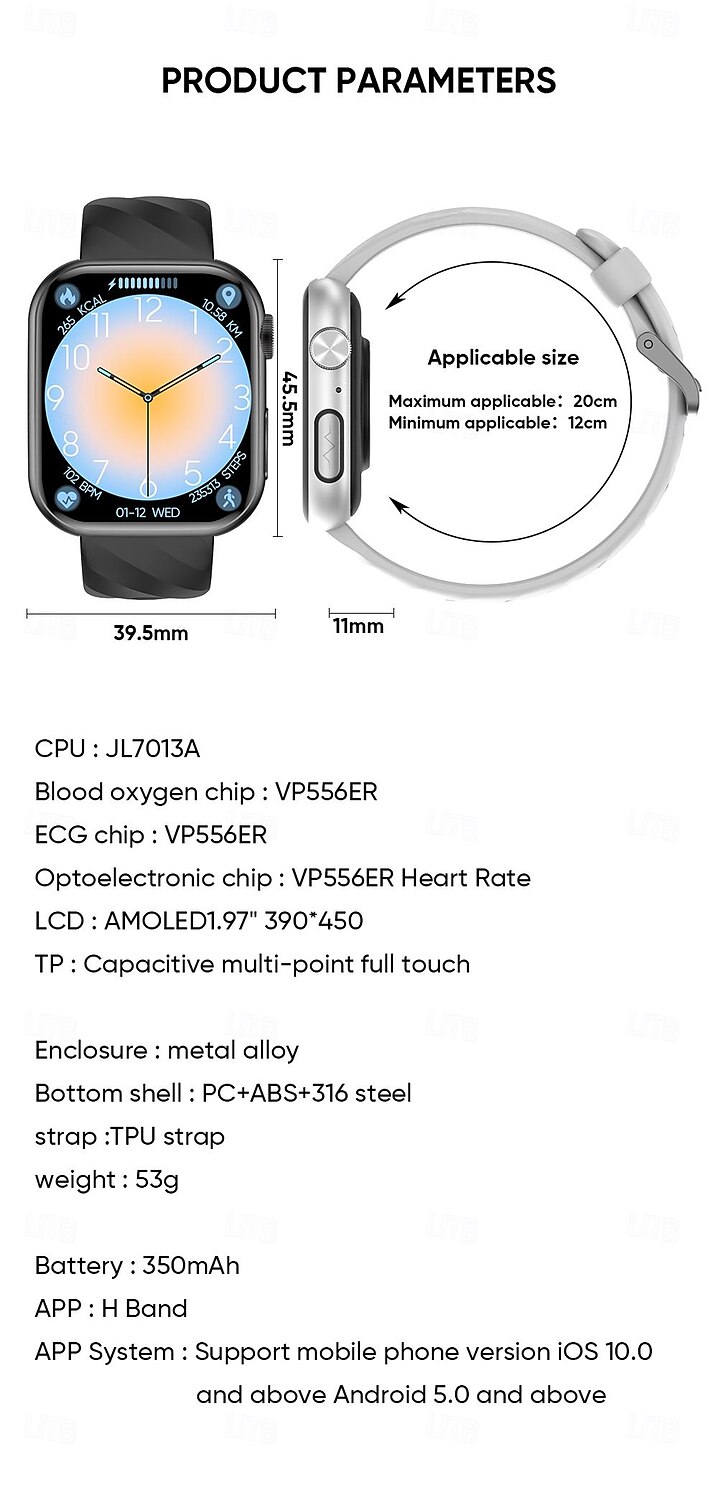 iMosi MT500 Smart Watch 1.97 inch Smartwatch Fitness Running Watch Bluetooth ECG+PPG Temperature Monitoring Pedometer Compatible with Android iOS Women Men Hands-Free Calls Waterproof Media Control 2025 - $74.99 –P16