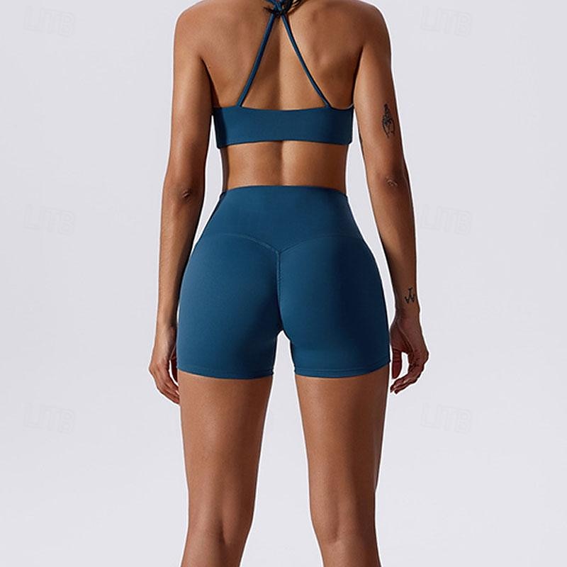 Dames Lichte ondersteuning Sport bh's Running BH Open achterkant Gekruiste rug Goede top Gewatteerd Fitness Recreatiesport Hardlopen Ademend Lichtgewicht Zacht Zwart Roze Marine Blauw Effen 2025 - $31.99 –P16