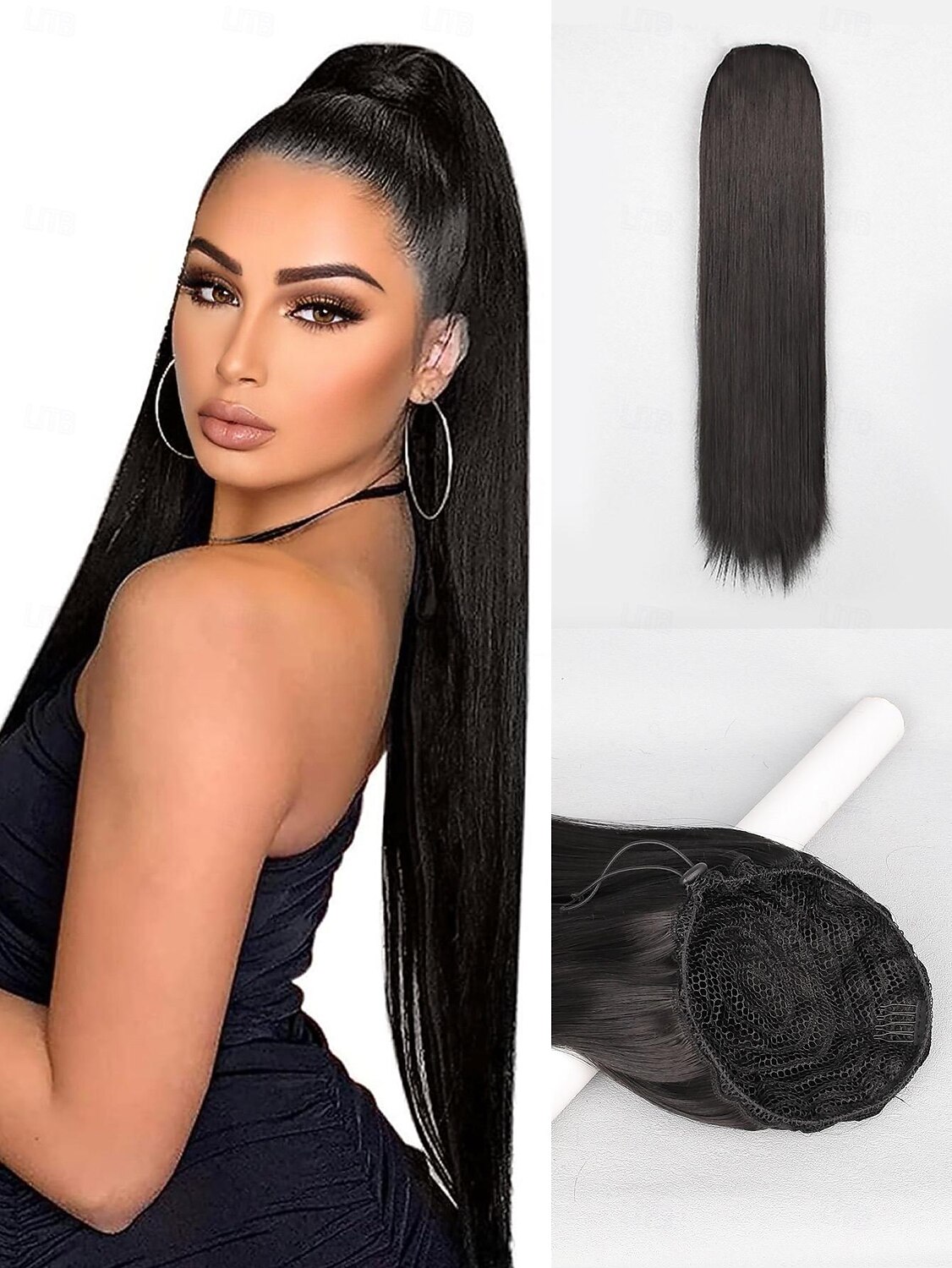 Com Cordão Rabos-de-Cavalo Ajustável / corda trançada Cabelo Sintético Pedaço de cabelo Alongamento Liso 26 polegadas Roupa Diária de 2026 por $9.99 –P1