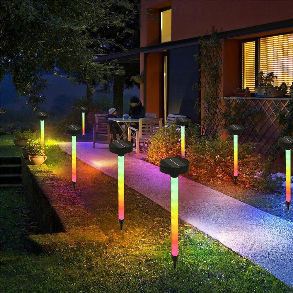 led solcellelys, utendørs solcellelys rgb skiftende plen bakken lampe ip65 vanntett landskap spotlights hage dekorasjon utendørs lys 1 stk 2025 - $27.99 –P2