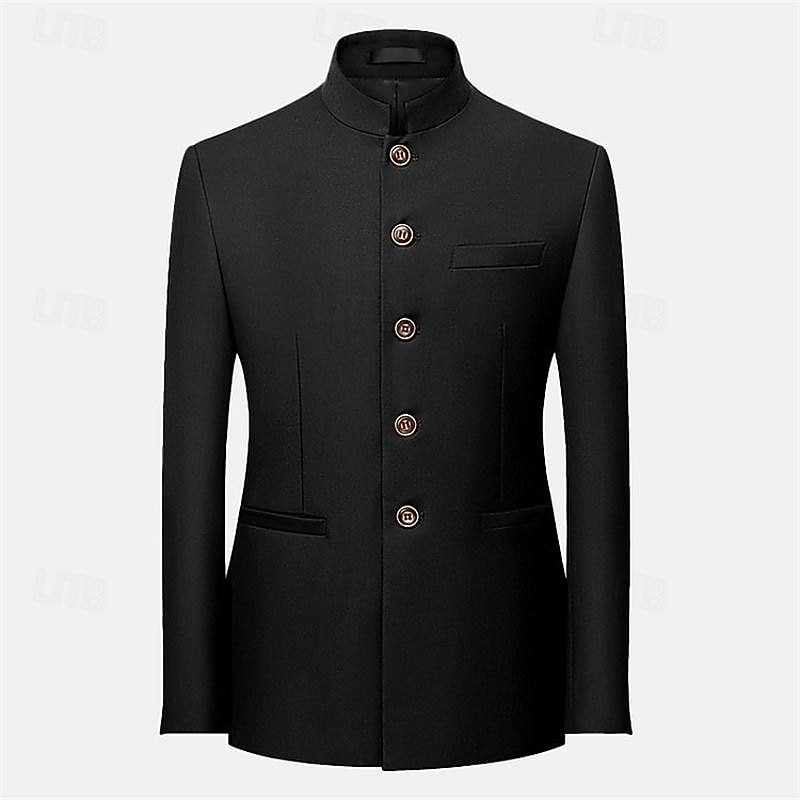 Voor heren Blazer liiketoiminta Cocktailparty Bruiloft Modieus Casual Lente & Herfst Polyester Effen nappi Zak Comfortabel Enkele rij knopen Blazer Zwart Wit Geel Rood 2026 - $75.99 –P11